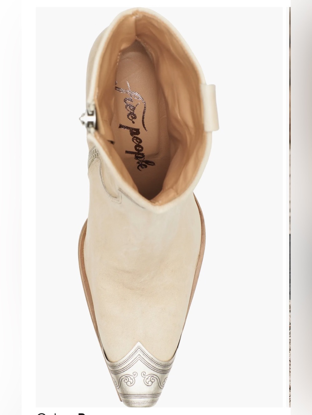 Bone Western Ankle Boots with Metallic Toe - Picture 4 of 8